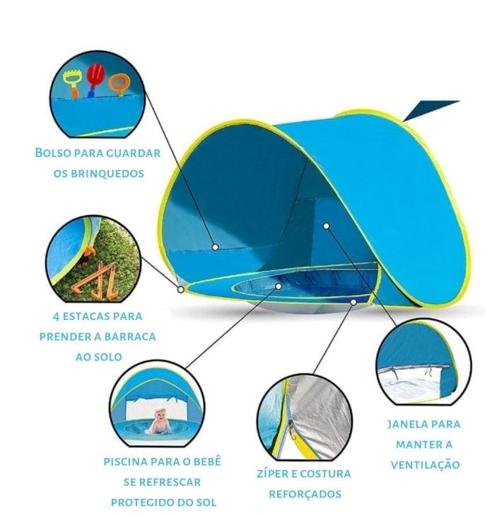 Barraca Bebê com Proteção UV - Tenda Kids